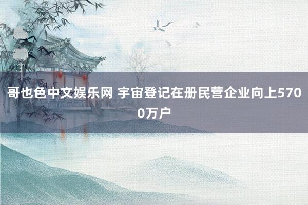 哥也色中文娱乐网 宇宙登记在册民营企业向上5700万户