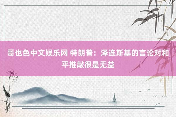 哥也色中文娱乐网 特朗普：泽连斯基的言论对和平推敲很是无益
