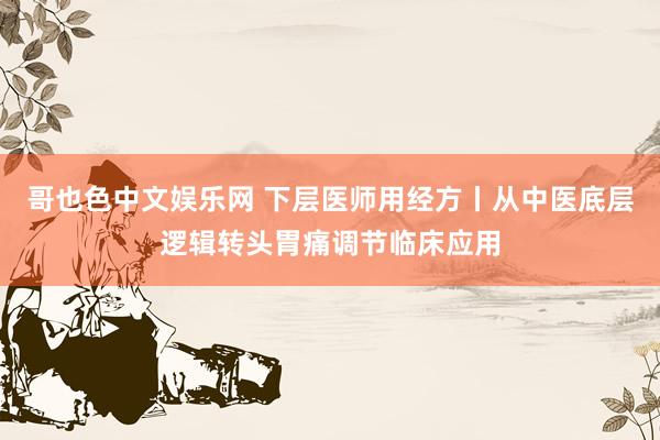 哥也色中文娱乐网 下层医师用经方丨从中医底层逻辑转头胃痛调节临床应用
